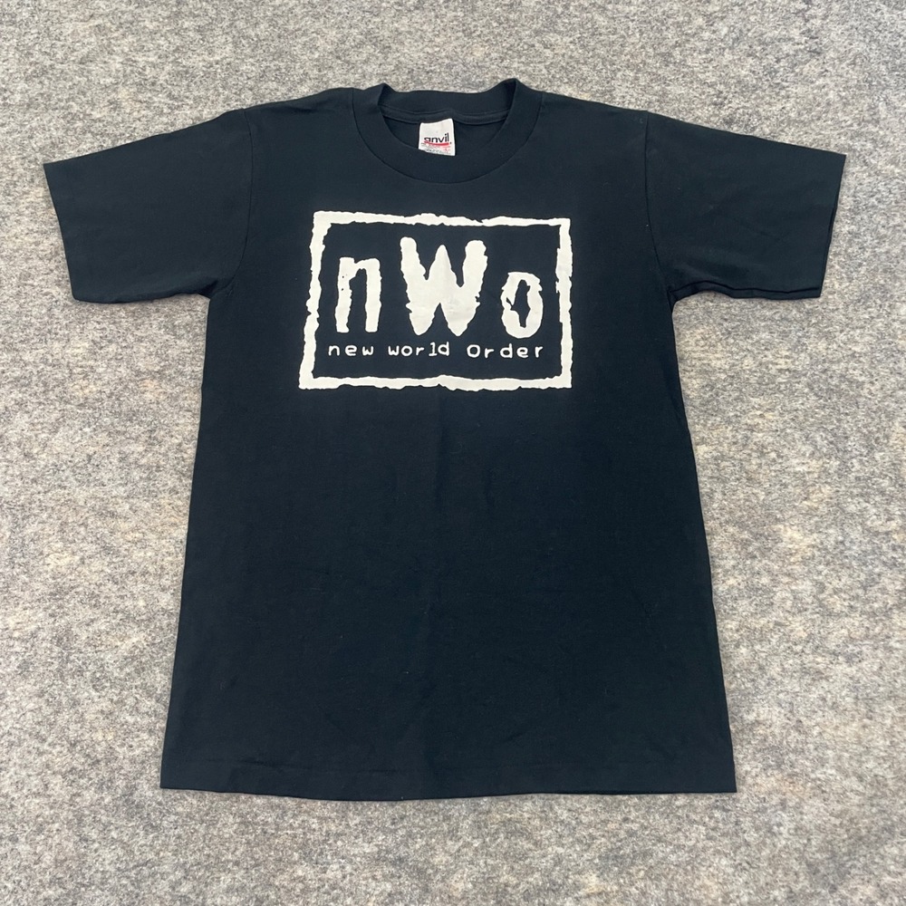 VTG nWo New World Order WCW Wrestling T-Shirt Black Anvil Kids Youth Large